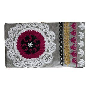 Purva Embroidered Lace Jewelry Box, Floral, Romantic, mirrored